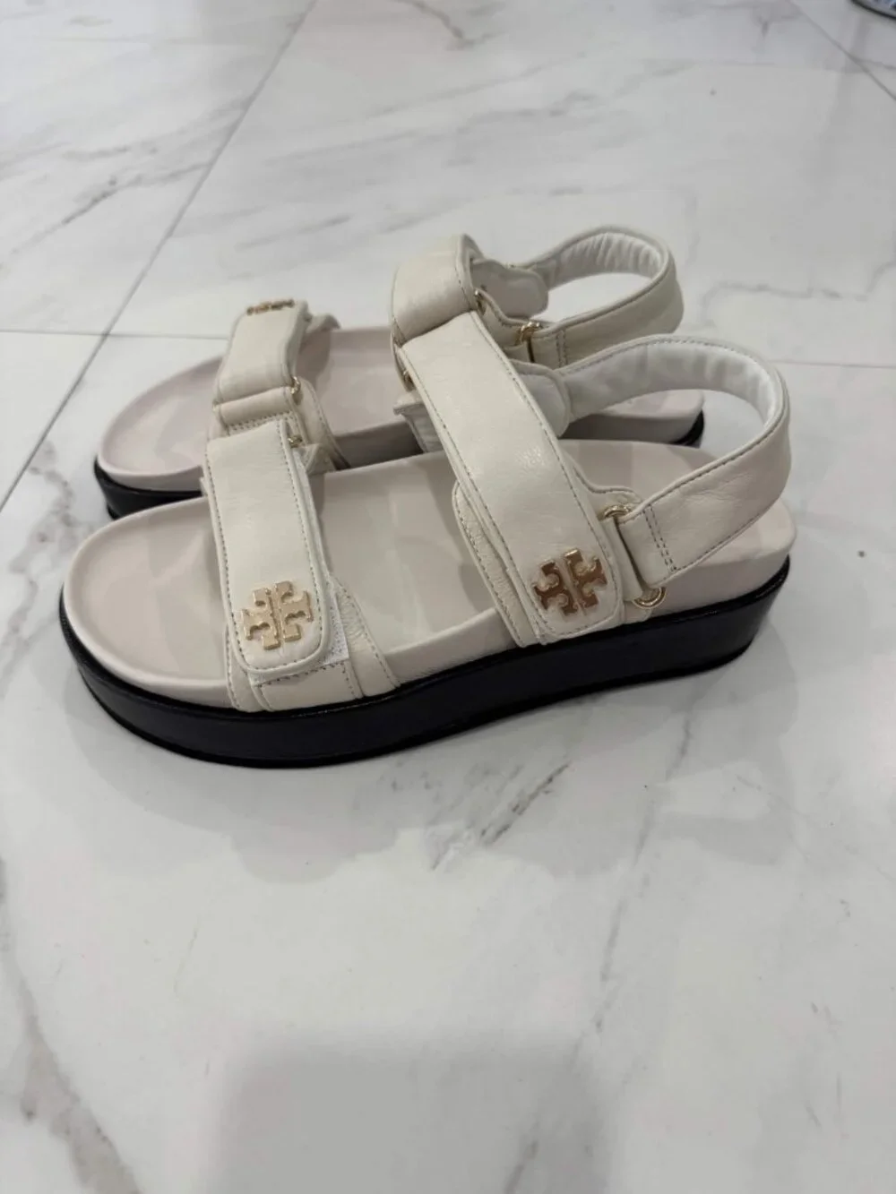 Tory Burch Kira Dual Strap Leather Sandal Women's Sizes 6, 7, 8.5